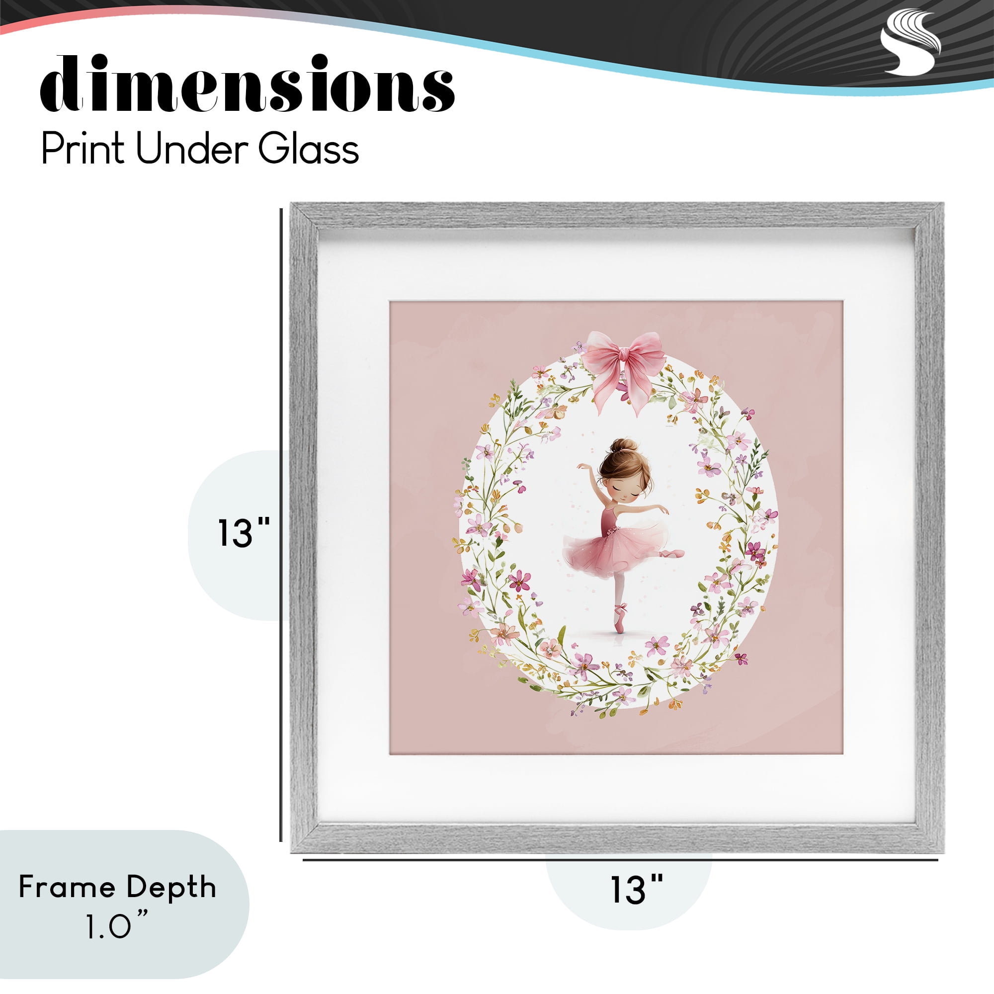 Stupell Industries Ballet Dancing Princess Gray Framed Print Under Glass, design by Christine Simpson Art