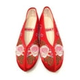 thumbnail image 2 of TJ Global Women's Traditional Chinese Flower Embroidery Flats - Totem Style Loafers Comfortable Round Toe Ballet, Cheongsam (Red, Size 7), 2 of 4