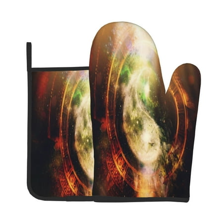 

Vsdgher Yin Yang 1 Oven Mitts and Pot Holders 2 pcs Set High Heat Resistant Kitchen Oven Glove for Baking and Cooking