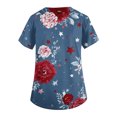 thumbnail image 4 of 4th of July Scrub Tops Women Short Sleeve V Neck Retro Floral Print Shirts Nursing Working Uniform American 250 Years Anniversary 2026 New Medical Plus Size Scrub T Shirts, 4 of 4
