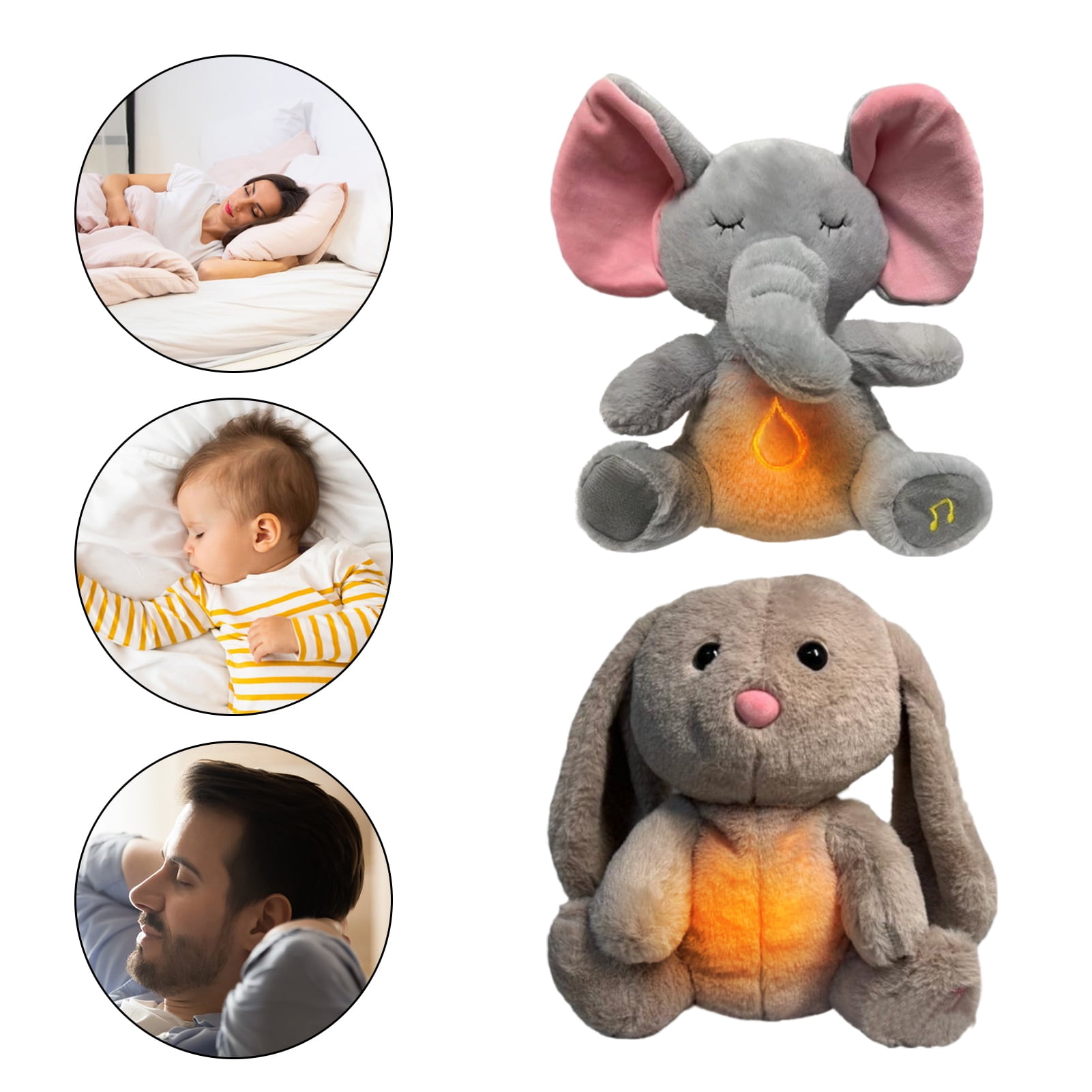 Chicmine Stuffed Animal Doll with Music Adorable Appearance Battery Powered Emotional Support Bunny Elephant Animal Plush Toy for Kids