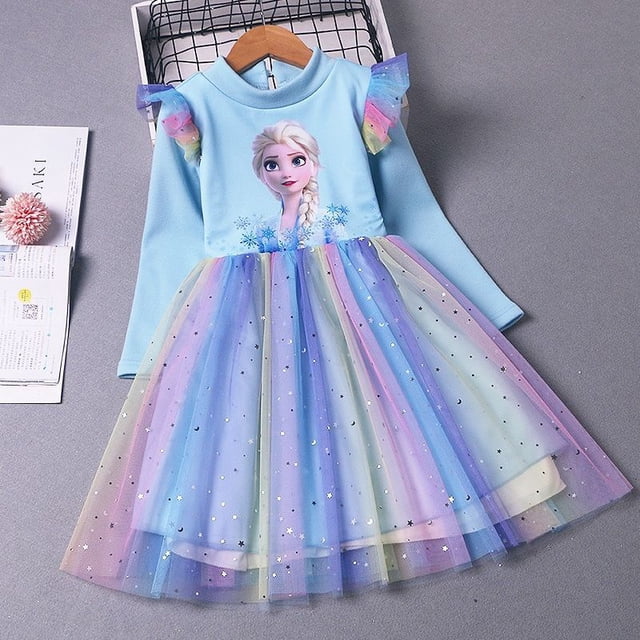 3-10 Años Vestido De Niña Frozen Princesa Elsa Nueva Moda Navidad Halloween Fiesta Disfraz Infantil
