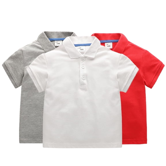 LYMAYTER Toddler Baby Boys Girls Short Sleeves T-Shirt Summer Lapel Button Cotton Tee Shirt Solid Color Casual Tops for 1-10Y