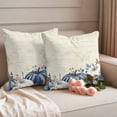 thumbnail image 2 of Thanksgiving Pumpkin Outdoor Waterproof Pillow Covers, Fall Blue White Orange Plants Decorative Square Throw Pillowcase Sofa Cushion Sham for Patio/Couch/Chair, 24"x24" 2 Pack, 2 of 8