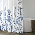 thumbnail image 3 of Extra Long Shower Curtains 84 Inch Length, Blue Fabric Shower Curtains for Bathroom, Floral Leaves Textured Waterproof Bathroom Decor with 12 Hooks - 72 x 84 Inch, 3 of 6