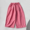 thumbnail image 2 of SGFCWSX Girls Baggy Pants with Pockets High Elastic Waist Wide Leg Trousers for Kids Casual Solid Color Pant Hot Pink Size 6 Years, 2 of 3