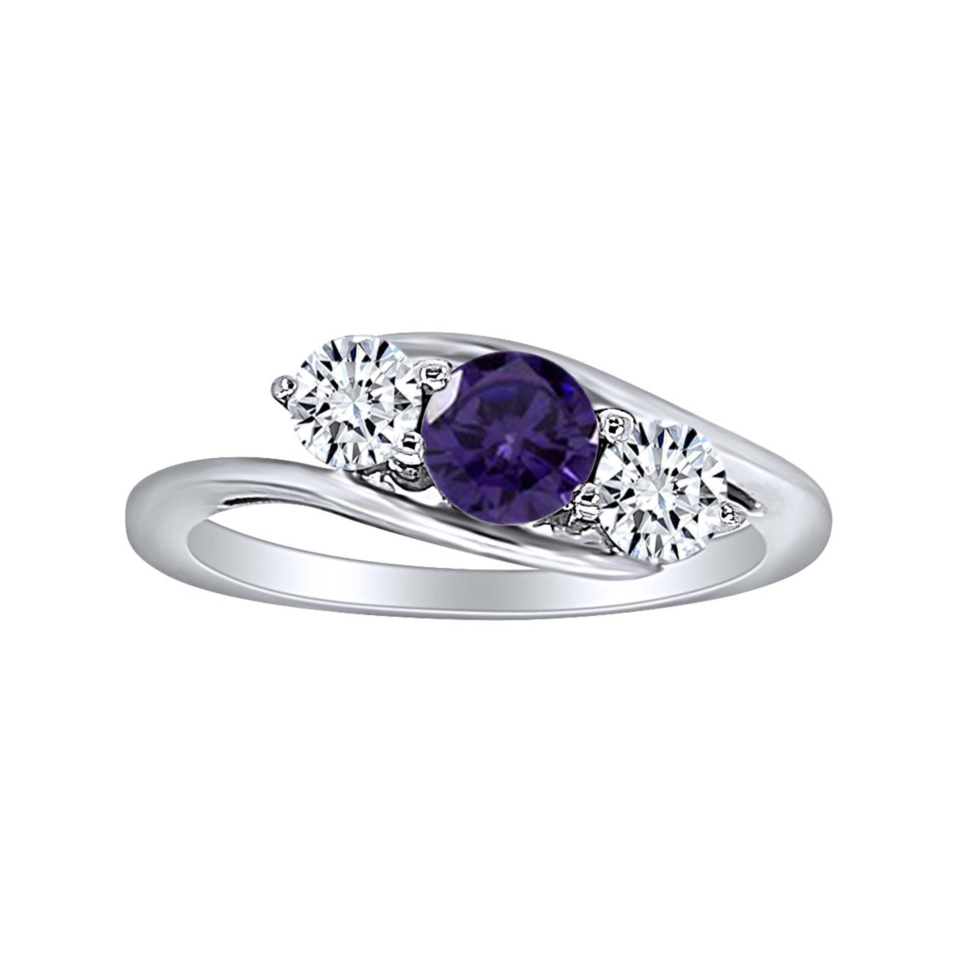 Wishrocks Simulated Birthstone with CZ Mens Wedding Band Ring in 14K White Gold Over Sterling Silver