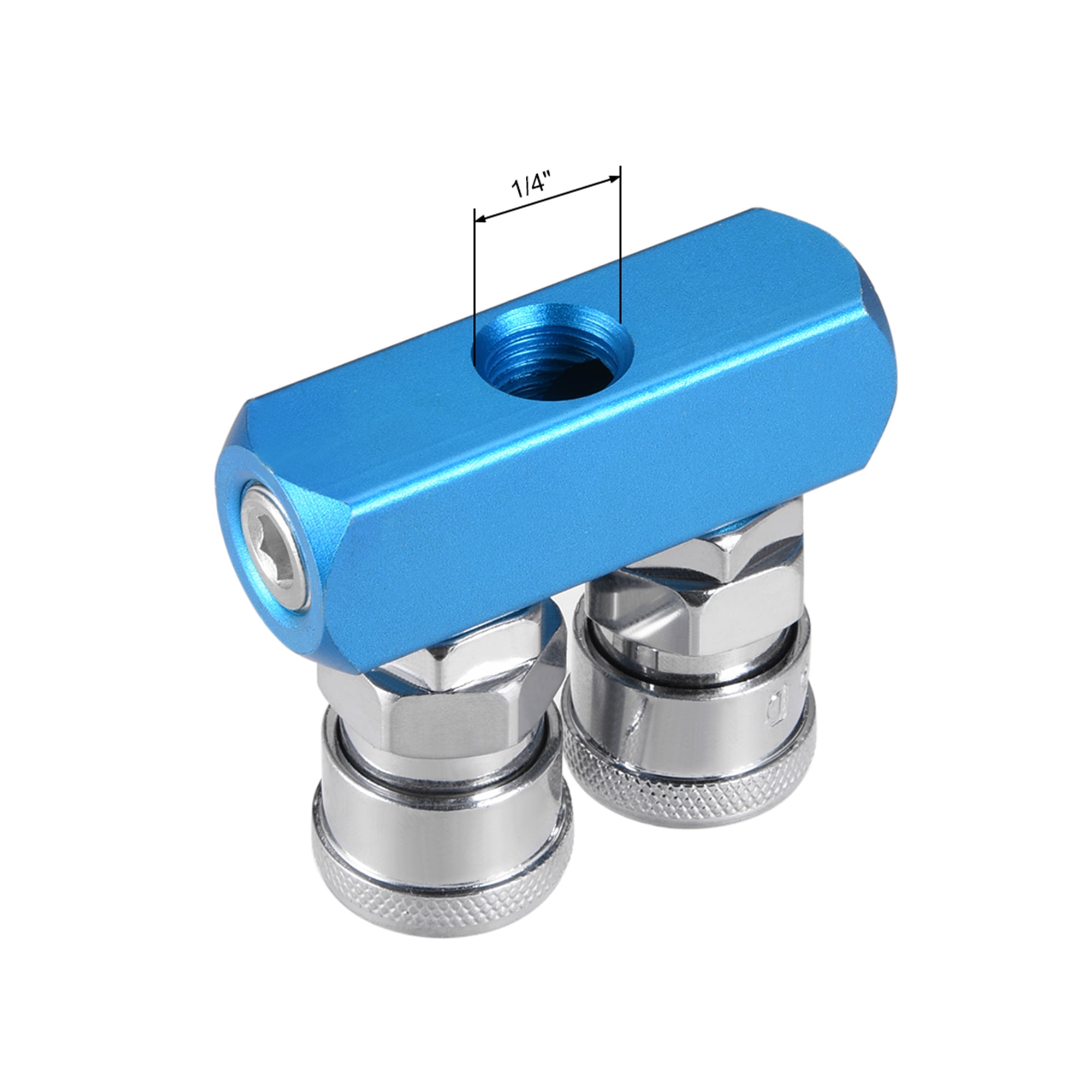 Manifold Splitter Coupler 1/4" G Thread 2 Way Air Hose Quick Coupler