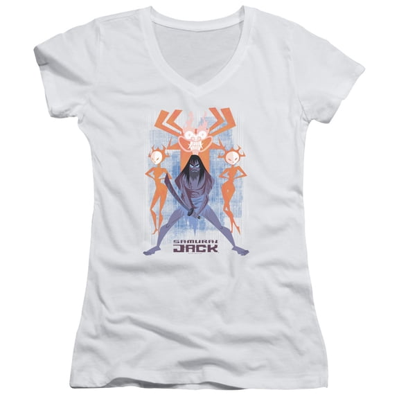 Samurai Jack Jack Vs Evil Junior Women's T-Shirt V-Neck White