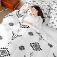 thumbnail image 4 of Castle Fairy Bull Skull 7 Pieces Bedding Comforter Set,Tribal Aztec Full Bedding Set Lightweight,Black White Fitted Sheet Flat Sheet,Luxury Teenager Bedroom Decor,Reversible, 4 of 8