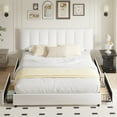thumbnail image 3 of VECELO Upholstered Bed Frame with 4 Storage Drawers, King Size Modern Platform Bed Frame with Adjustable Headboard, No Box Spring Needed, White, 3 of 8