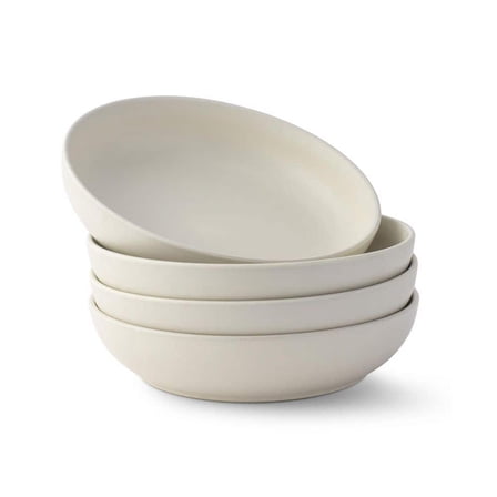 4-Pieces Stoneware Pasta Bowl Set, 40 oz.-Linen