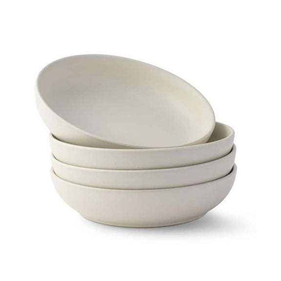 4-Pieces Stoneware Pasta Bowl Set, 40 oz.-Linen