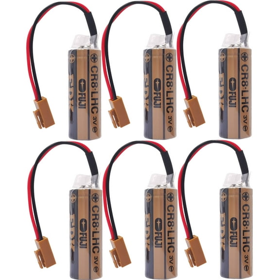 6 PCS CR8-LHC 3V 2600mAh Replacement Lithium Battery for Fuji CR8-LHC PLC Controller Backup Battery