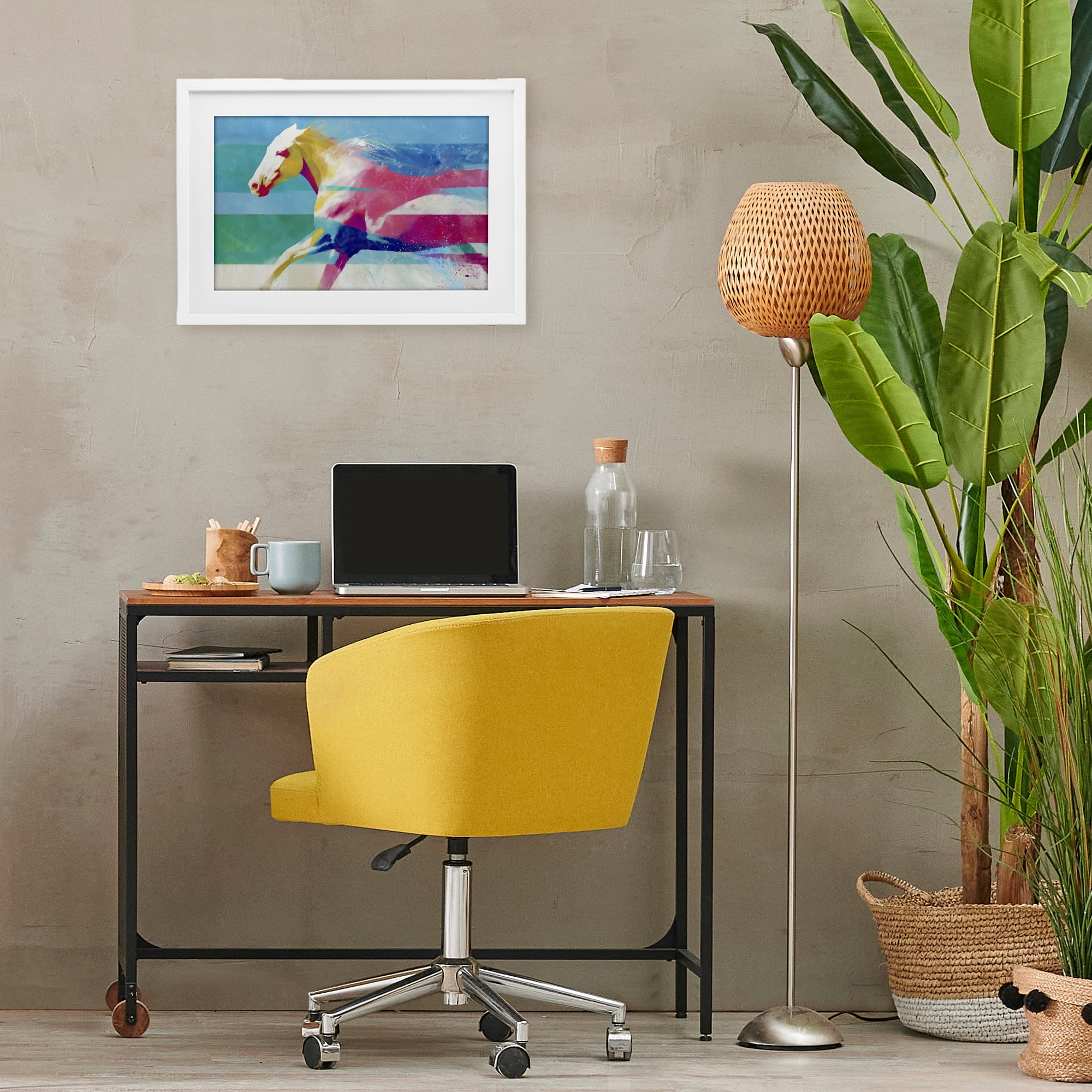 Stupell Industries Abstract Horse In Stripes White Framed Print Under Glass, design by Chromatic Storm Studio