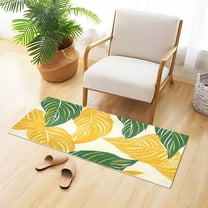 Leaves Yellow Green Bathroom Rug Non Slip Bathroom Mats Entry Door Soft Carpets for Kitchen Bedroom Living Room 39x20 inch