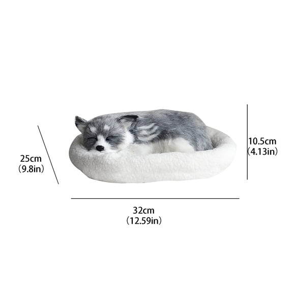 Realistic Sleeping Dog Stuffed Animal Plush Toy, Lifelike Puppy Figure with Simulated Breathing Motion and Mat, Fluffy Pet Companion for Anxiety Relief Home Decor Graduation Gift