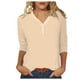 thumbnail image 1 of Blusa de manga 3/4 y cuello en V para mujer: estampado floral, poliéster, corte ajustado, prenda elegante informal para la oficina o una fiesta, combina con vaqueros o faldas., 1 of 5