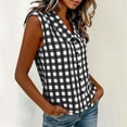thumbnail image 6 of Yievot Womens Plaid Button Down Shirts Collared Sleeveless Shirts Relaxed Fit Casual Summer Tops, 6 of 8