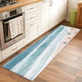 thumbnail image 3 of Summer Beach Washable Runner Rugs 2'x6', Abstract Gradient Green Ocean Waves Starfish Seashell Low Pile Throw Entryway Rug Non-Slip Sturdy Edge Binding Carpet for Indoor Bedside Entrance Bedside, 3 of 9