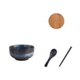 thumbnail image 1 of Advancent Cuenco de Ramen artesanal exquisito de cerámica, resistente a impactos y no tóxico, seguro para contacto con alimentos, inodoro Mostrada azul, 1 of 6