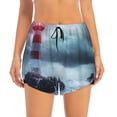 thumbnail image 2 of KLL Lighthouse in a Stormy Sea Pattern Shorts Women,Athletic Shorts High Waisted Running Shorts Pocket Sporty Short Gym Elastic Workout Shorts-Medium, 2 of 7