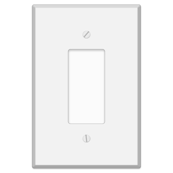 1-Gang Oversized White Metal Rocker Switch Wall Plate 3.5" x 5.5" Jumbo GFCI Outlet Cover, Heavy-Duty Corrosion-Resistant Painted Steel with Matching Screws, Universal Fit, Made in USA