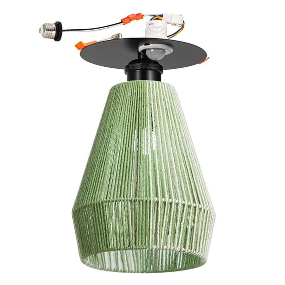 Kiven Motion Sensor Can Lights Retrofit Recessed Lighting, 4/5/6 Inch Replacement Conversion Kit, Hemp Rope Farmhouse Recessed Lighting for Hallway Kitchen,Green TB3332