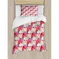 thumbnail image 3 of Coral Decor Queen Size Duvet Cover Set, Double Exposured Graphic Mexican Skull Bones and Exotic Creepy Dead Icon with Plants, Decorative 3 Piece Bedding Set with 2 Pillow Shams, Multi, by Ambesonne, 3 of 3