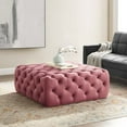 thumbnail image 7 of Tufted Accent Chair Ottoman, Square, Velvet, Pink, Modern Contemporary Urban Design, Living Lounge Room Hotel Lobby Hospitality, 7 of 7