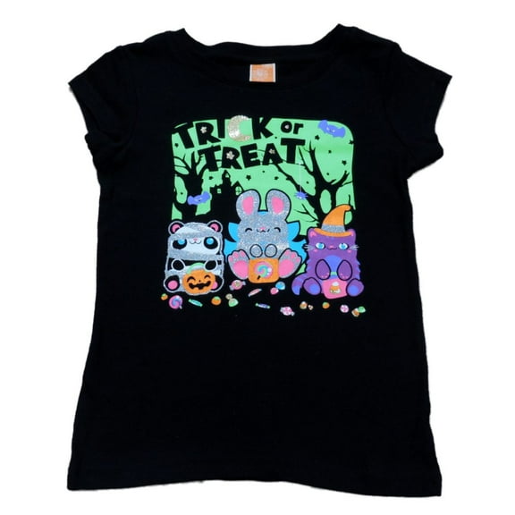 Happy Halloween Girls Black Trick Or Treat T-Shirt Halloween Tee Shirt Small