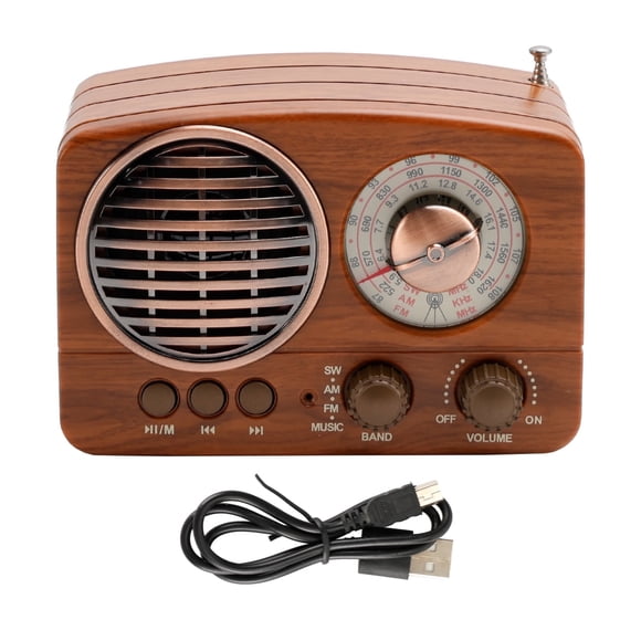 Radio Bluetooth Rétro, Radio Portable AM/FM/SW avec Haut-Parleur, Lecture par Carte USB/TF, Batterie 1200 mAh, Déco Maison Vintage