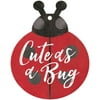 P. Graham Dunn Cute As A Bug Ladybug Black and Red 3 x 2 Wood Hanging Gift Wrap Tag Charms Set of 5