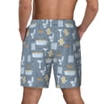 thumbnail image 4 of Balery Blue Bathroom Mens Swim Trunks Swim Shorts for Men Quick Dry Inseam Beach Shorts with Compression Liner Pocket-Small, 4 of 9