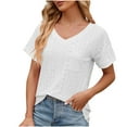 thumbnail image 3 of FAIWAD Womens Tops Summer Short Sleeve V Neck T-Shirts Casual Loose Hollow Pullover Tops, 3 of 4
