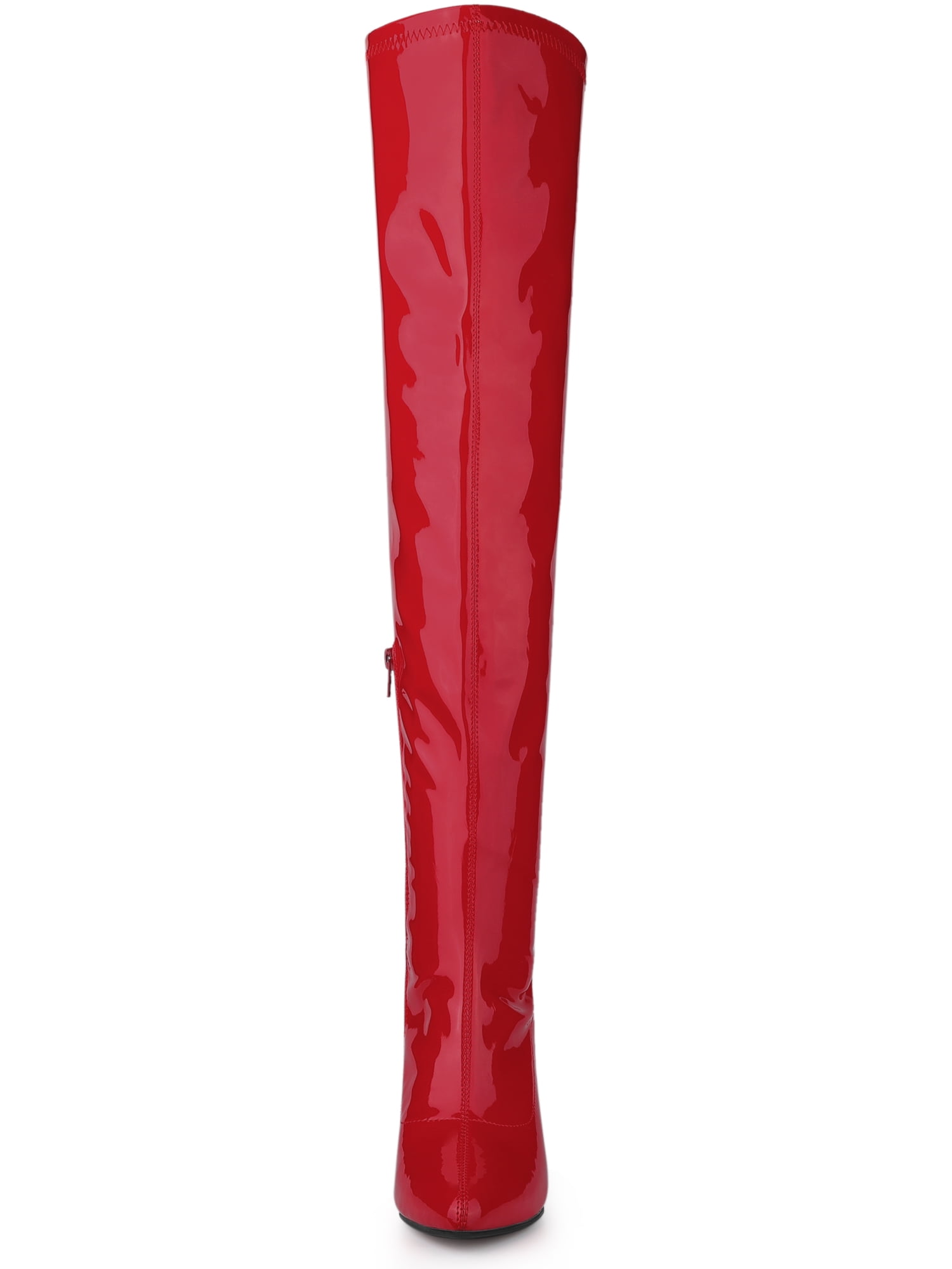 Unique Bargains Women's Pointed Toe Stiletto Heeled Over The Knee High Boots Red 6.5