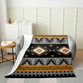 thumbnail image 2 of Western Throw Blanket Boho Aztec Sherpa Blanket Geometric Exotic Bohemian Flannel Fleece Blanket for Couch Bed Sofa Oriental Pattern Plush Bed Blanket Black White Orange, 2 of 5
