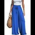 thumbnail image 1 of Pantalones Anchos de para Mujer, de Cintura Alta, para Playa y Descanso. Azul M, 1 of 7