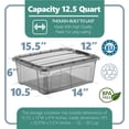 thumbnail image 2 of Tribello 12.5 Quart Storage Bins with Lids, Plastic Storage Containers with Latching Lids For Organizing - Tinted - (15.5’ x 12” x 6”) - Set of 2 - Made in EU, 2 of 8