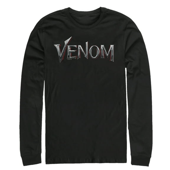 Men's Marvel Venom Film Metallic Logo Long Sleeve Shirt Black 2X Large