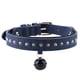 thumbnail image 1 of Collar para perro y gato, collar con diamantes de imitación, correa para el cuello para cachorro de cuero PU con campana (azul marino XS), 1 of 8