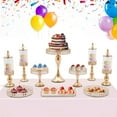 thumbnail image 5 of Dwellnix 10-Piece Cake Stand Set, Includes Rectangular Cake Tray, Round Trays, Stands, Candy Jars, Gold Crystal Beads for Elegant Display, 5 of 7