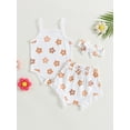 thumbnail image 2 of Coduop Newborn Baby Girls 3Pcs Outfit Set,Short Sleeve Romper and Shorts 3 Piece Clothes Set, 2 of 8