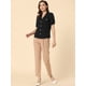 thumbnail image 4 of Blusa elegante de gasa de verano con cuello en V y manga corta para mujer Negro XS, 4 of 6