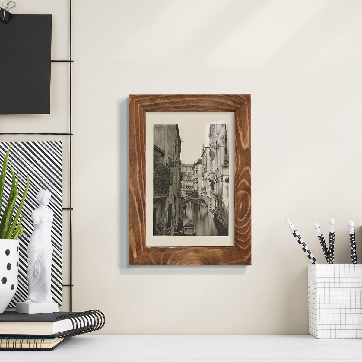 Vintage Views of Venice IV - Framed Print w/glass - Walnut