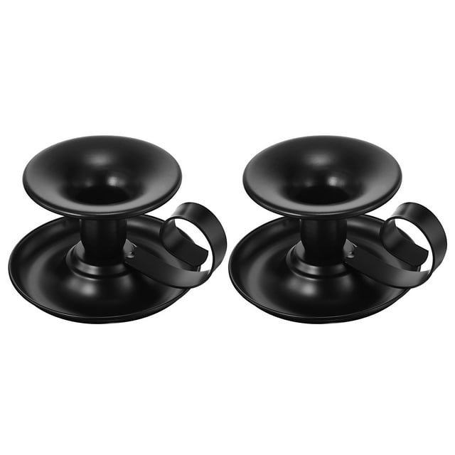 Soporte de vela en forma de cono de hierro retro Uxcell negro, juego de 2