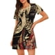 thumbnail image 1 of Easygdp Gothic Eastern Floral Skull Camisón de manga corta para mujer, informal, estampado, 1 of 6