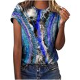 thumbnail image 2 of Ichuanyi liquidación tops de mujer blusa suelta de piedra de piedra imprimición de taller de cuello redondo ICHUANYI WER2023081604528, 2 of 6
