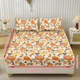 thumbnail image 2 of Garronmavis Fall Pumpkin Bow Print Twin Size Bedding Set, 2 Soft Decorative Pillow Shams & 1 Deep Pocket Fitted Sheet, Autumn Harvest Pattern Bed Cover for Kids, 137cm*193cm, 2 of 7
