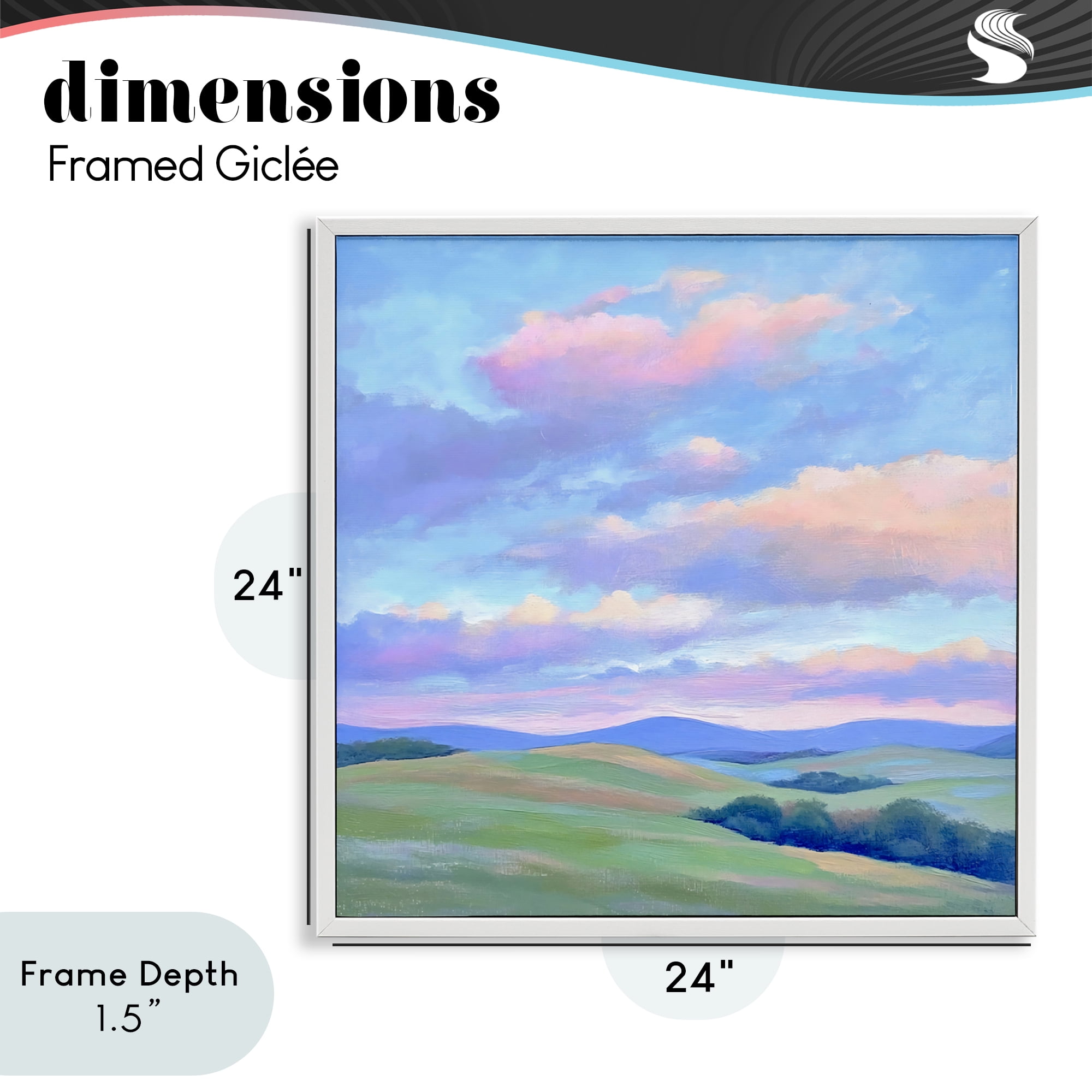 Stupell Industries Rolling Hills with Soft Sunset White Framed Giclee Art, design by Creative Studio
